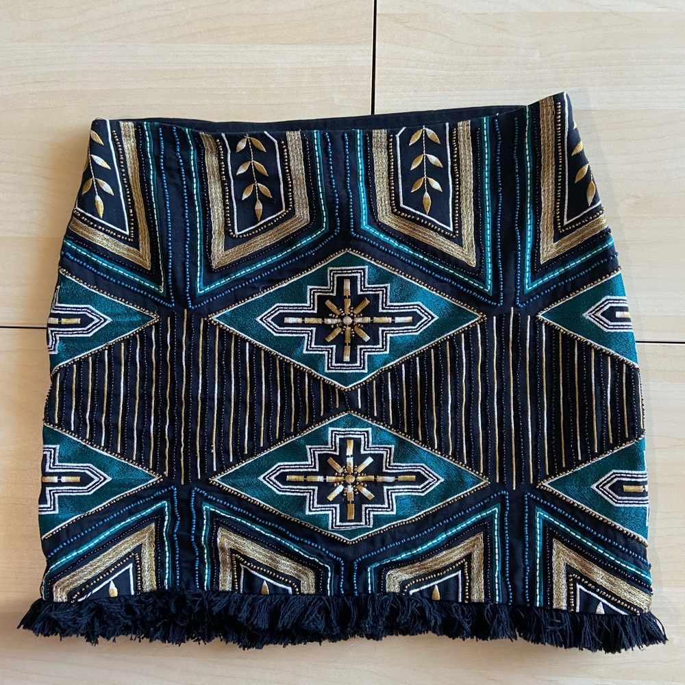 Denim beaded miniskirt NWOT